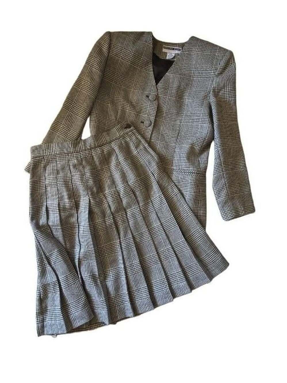 Jennifer Moore Petites Plaid Wool Skirt Suit Size 4P